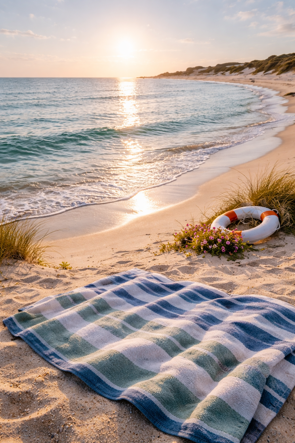 After-feeling image showing a bright calm beach