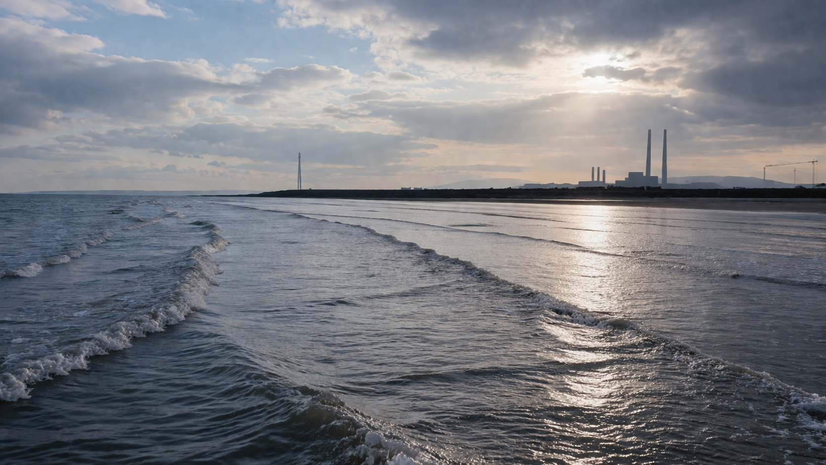 Aerial view of a beach and bay near Clontarf